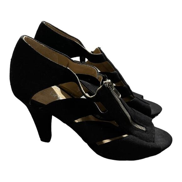 Lane Bryant Karol Black‎ Fabric Front Zipper Dressy High Heels Size 8 - Picture 1 of 8